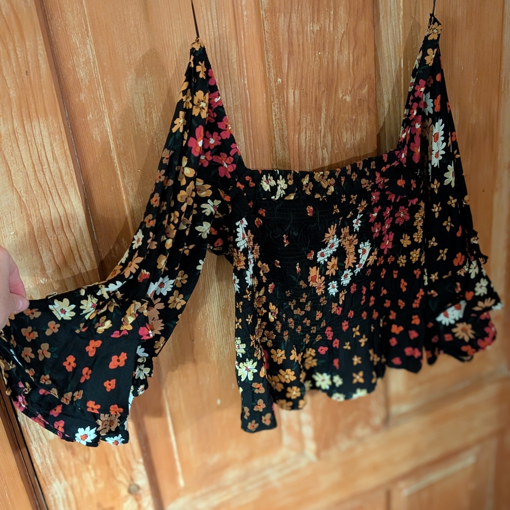 Patrons of Peace Black Floral Blouse
